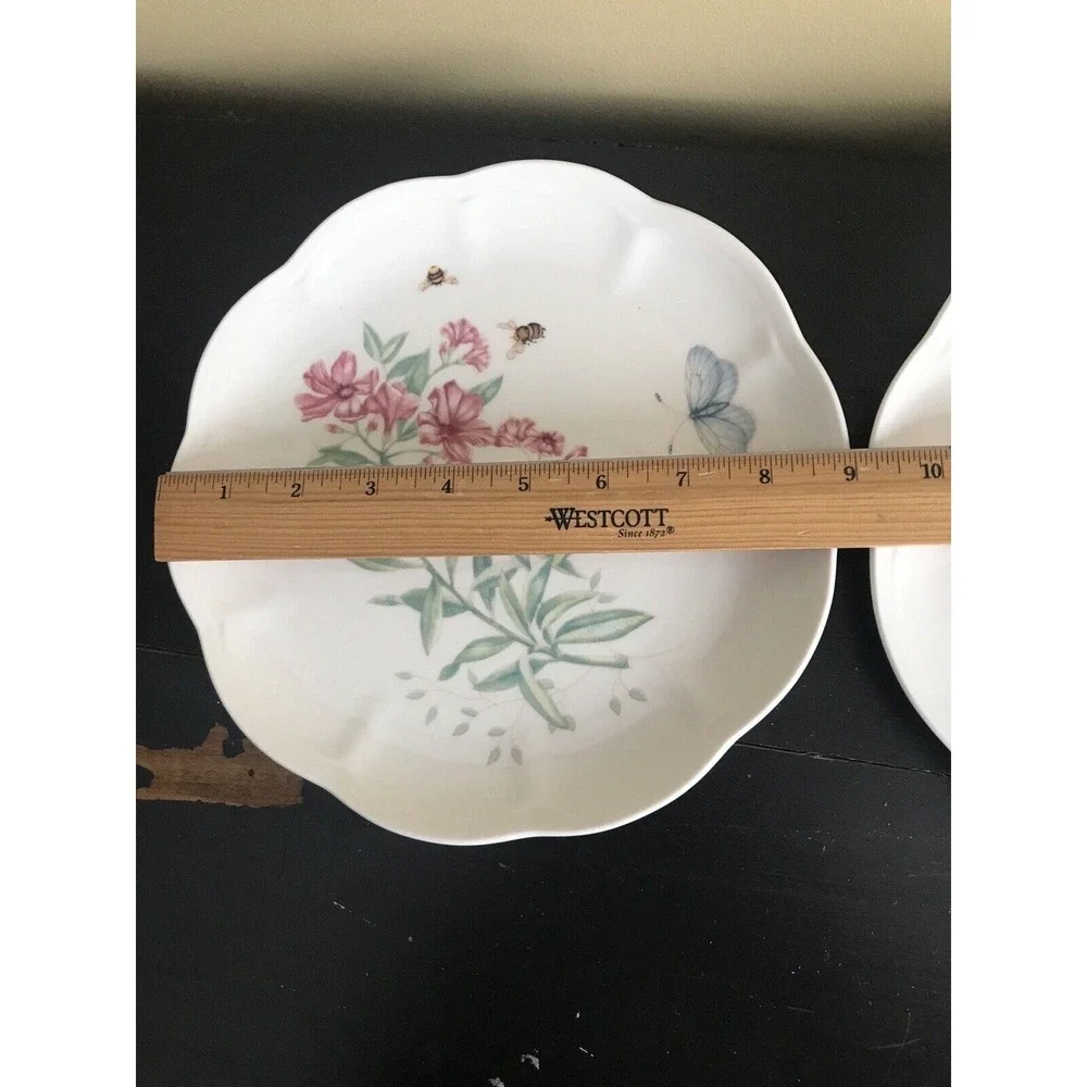 Lenox Butterfly Meadow Monarch‎ Patterns 2 Salad Plates Scalloped